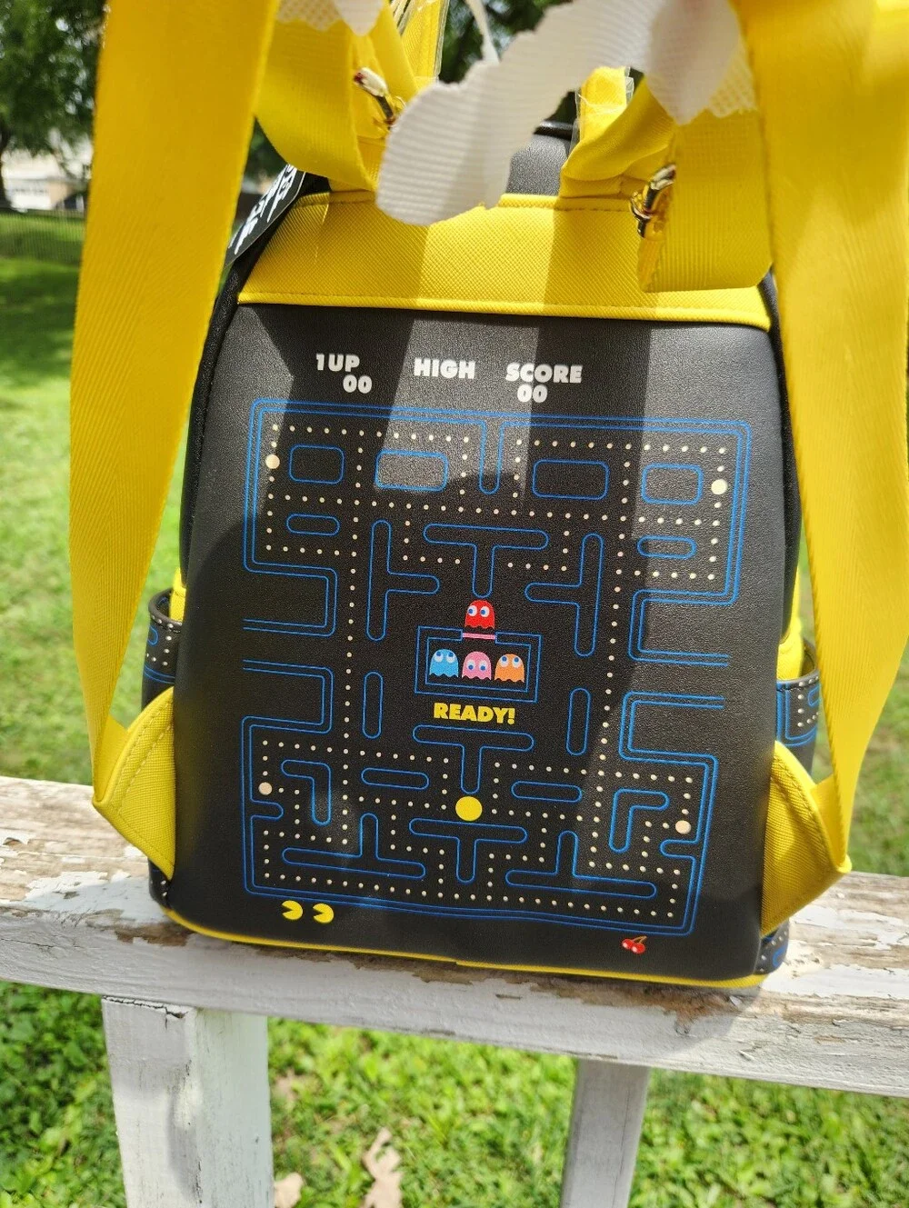 Loungefly Pac-Man Mini Backpack in Black and Metallic Gold NWT